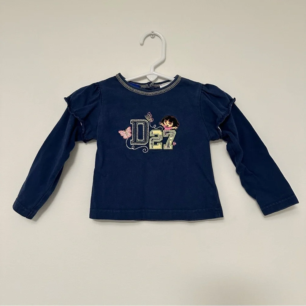 Vintage Y2K Dora the Explorer Nick Jr. Navy Blue 2 pc Outfit with Plaid Skirt